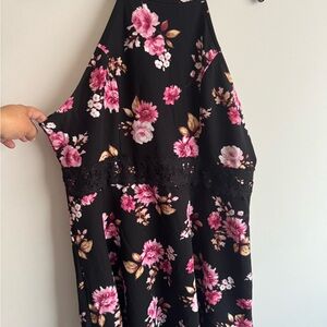 EUC No Boundaries Black Pink Floral Lace Detail Dress Juniors Size 3X (21)